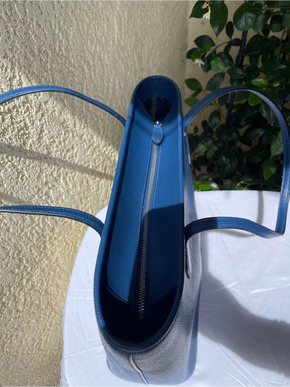 kate spade Blue Leather Tote with Top Handles